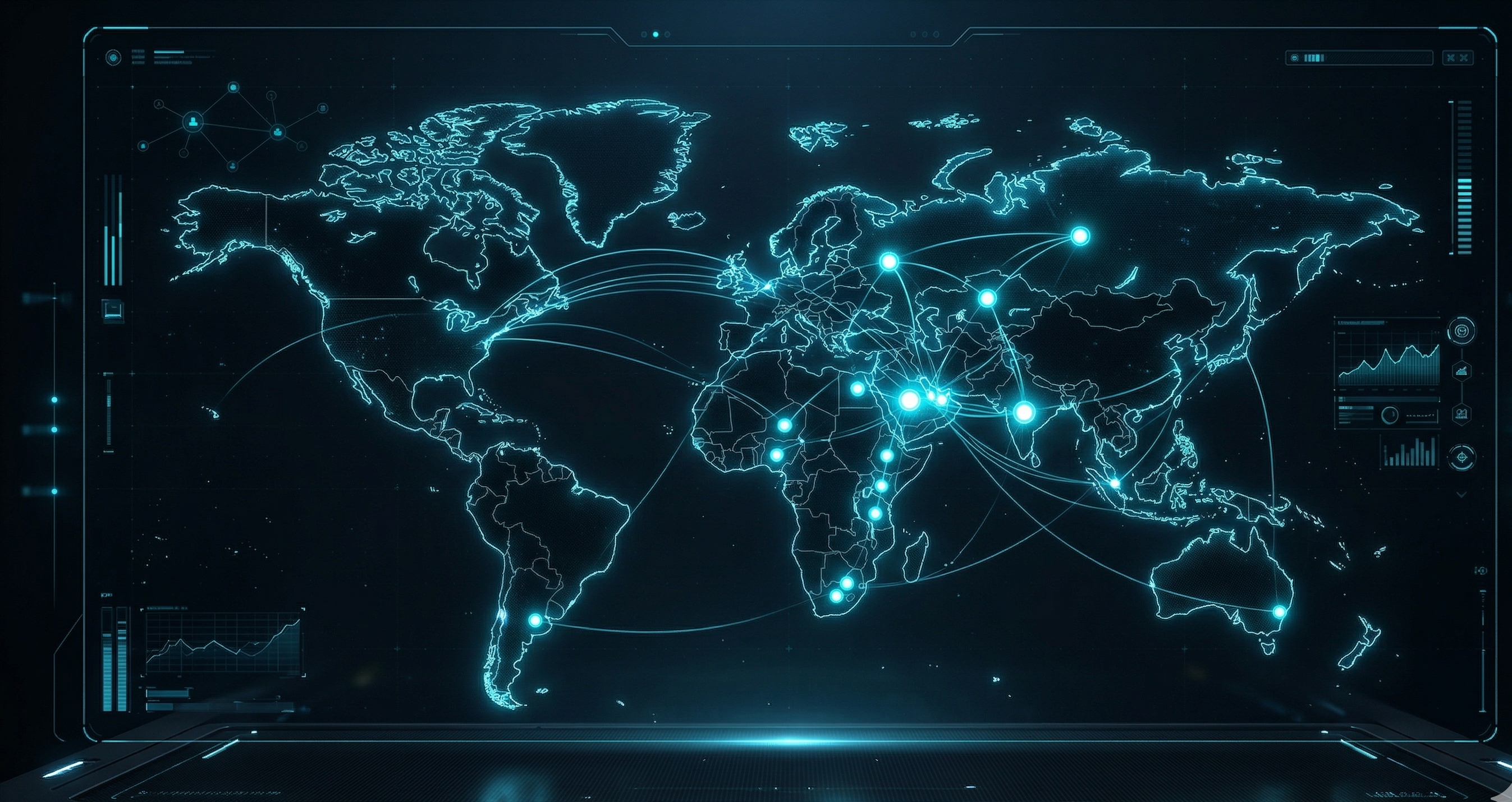 Global Network Map showing regions and partnerships